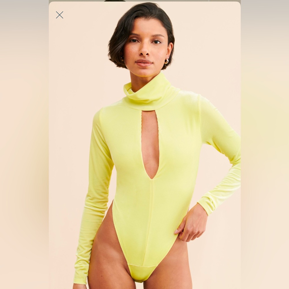 AFRM Sunny Lime Velvet Dev Bodysuit